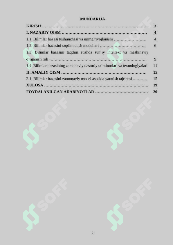 Bilimlar bazasini taqdim etishning zamonaviy modellarini tahlil qilish 2