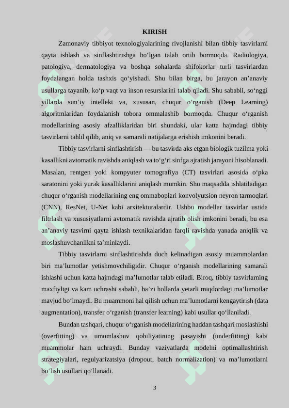 Chuqur o‘rganish algoritmlari asosida tibbiiy tasvirlarni sinflashtirish 3