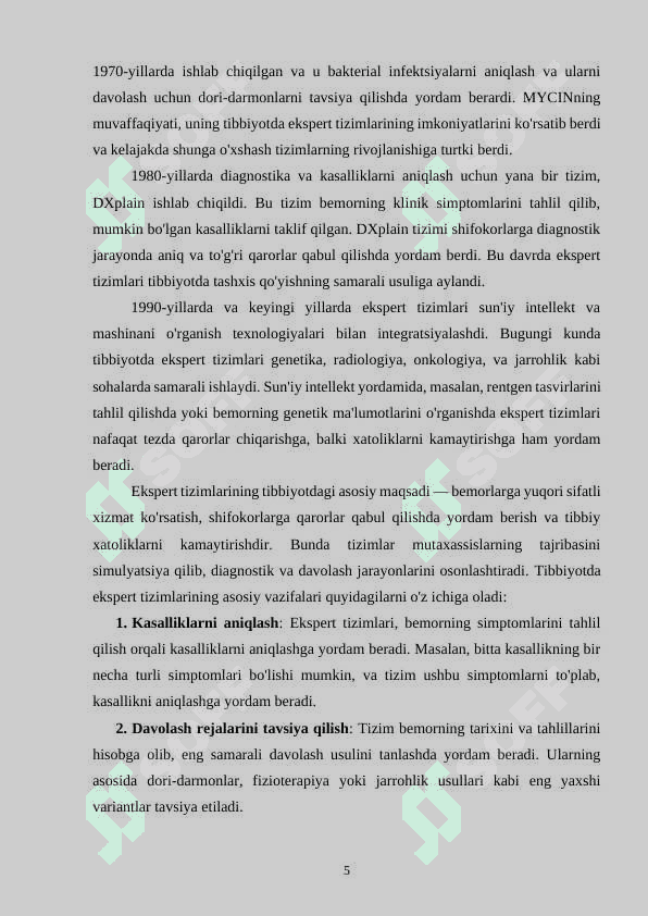 Ekspert tizimlaridan tibbiyotda foydalanishning afzalliklari va kamchiliklari 5