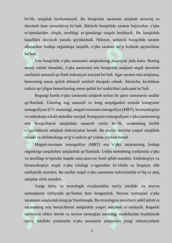 Neyron tarmoqlar asosida o‘pka saratonini erta bosqichda aniqlash 5