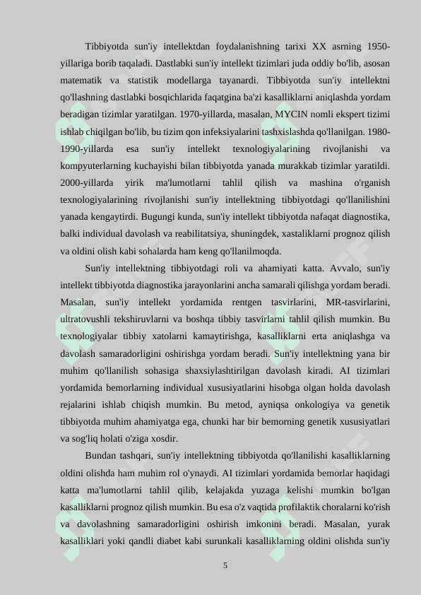 Tibbiyotda sun’iy intellektdan foydalanish bugungi kun va istiqbollar 5