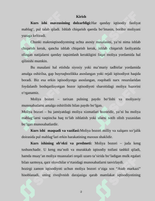 Moliyaviy bozorning mohiyati zarurligi asosiy vazifalari va turlari 2