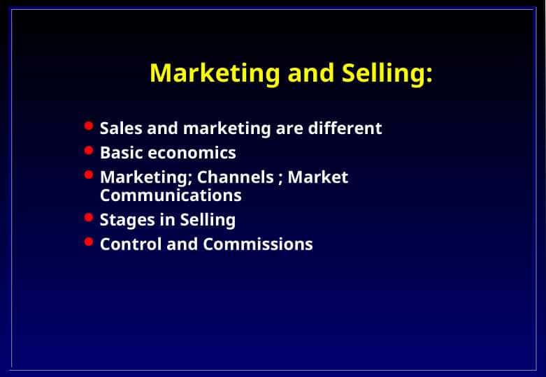 Marketing and Selling