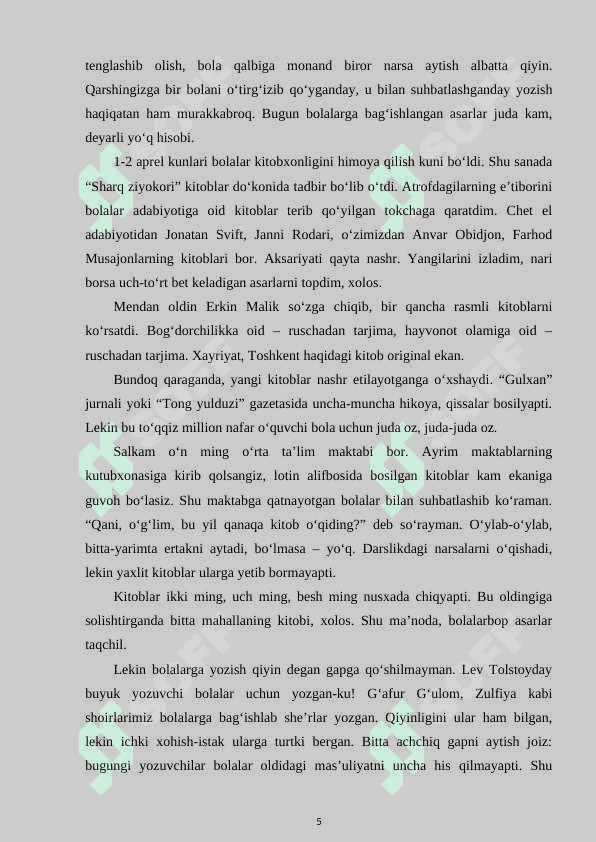 4-SINF O‘QUVCHILARIGA O‘QISH DARSLARIDA XUDOYBERDI TO‘XTABOEV ASARLARINI O‘RGATISH METODIKASI 5