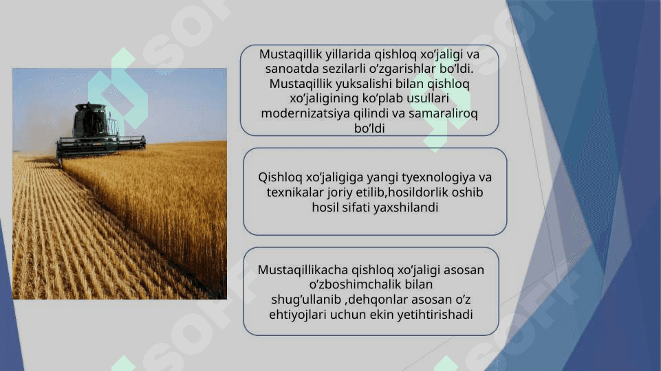 Mustaqillik yillarida qishloq xo’jaligi va sanoat sohasidagi o’zgarishlar 5