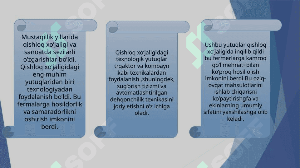 Mustaqillik yillarida qishloq xo’jaligi va sanoat sohasidagi o’zgarishlar 6
