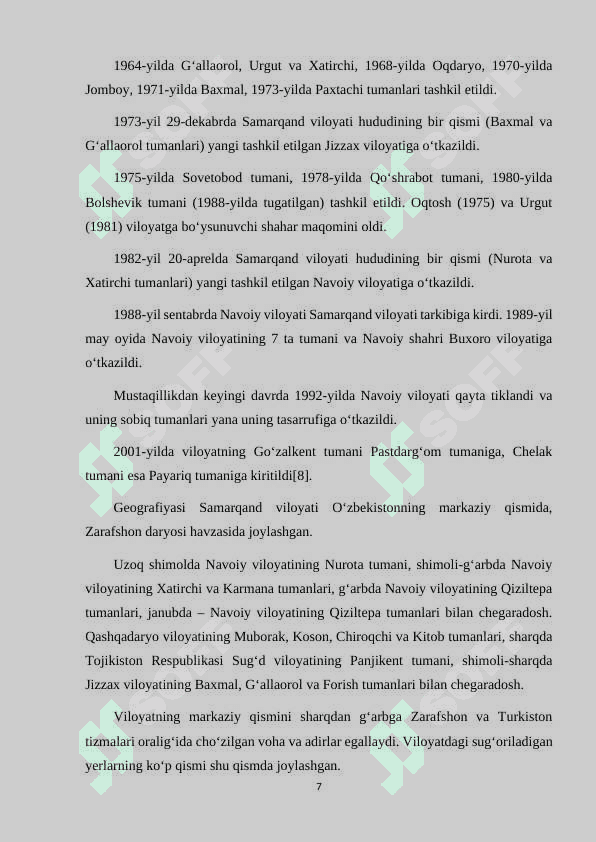 HUDUDNING IJTIMOIY-IQTISODIY RIVOJLANISH XUSUSIYATLARI.(SAMARQAND VILOYATI MISOLIDA) 7