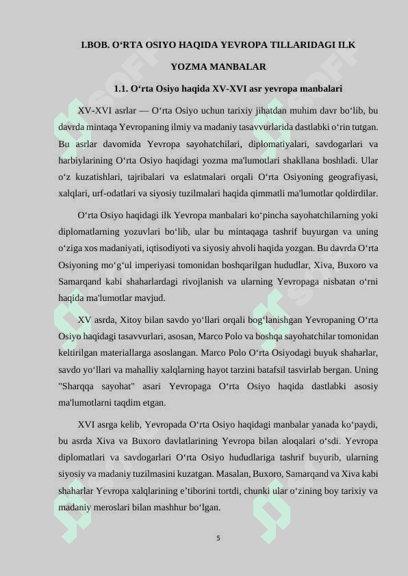 O‘RTA OSIYO HAQIDA XVII ASRGACHA YOZILGAN YEVROPA TILLARIDAGI YOZMA MA’LUMOTLAR 5