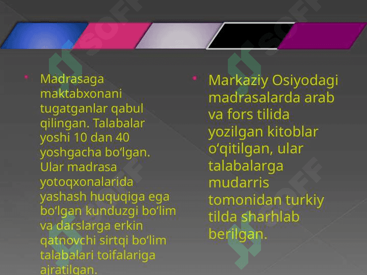 O’rta osiyoda madrasa ta’limi va tizimi 3