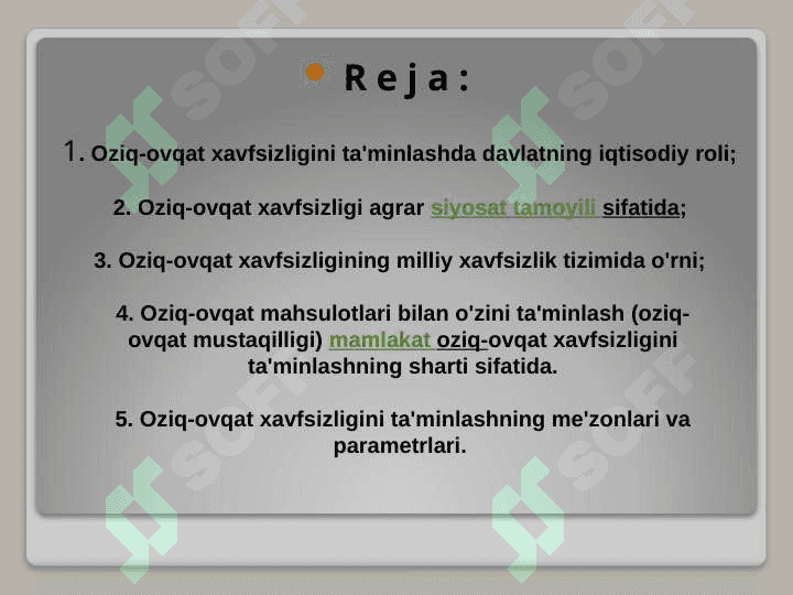 Oziq-ovqat mustaqilligi va oziq-ovqat xavsizligi 2