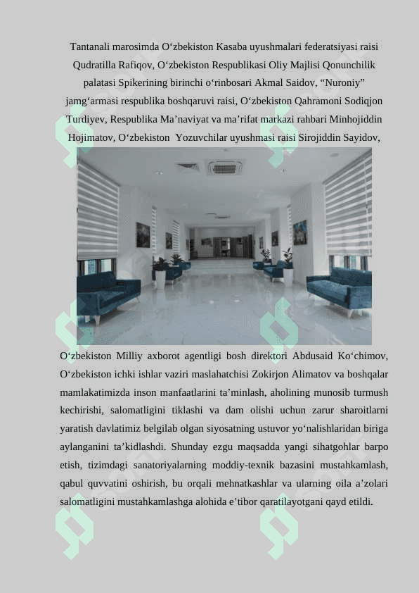 Surxondaryoda yangi sanatoriya –"Sangardak" ish boshladi 2