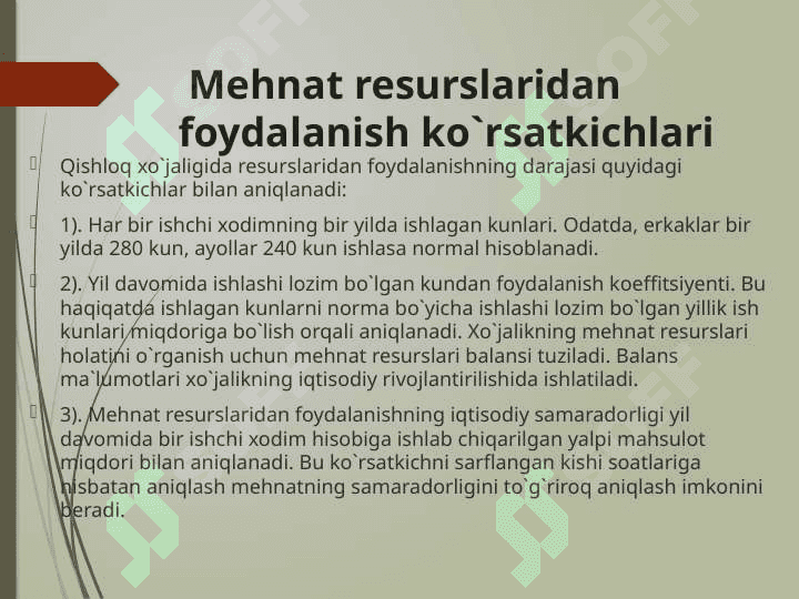 Qishloq xо‘jaligida mehnat resusrlari va ulardan foydalanish samaradorligi 4