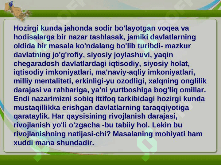 Mustaqillik yillarida O’zbekistonda iqtisodiy va madaniy taraqqiyot 3