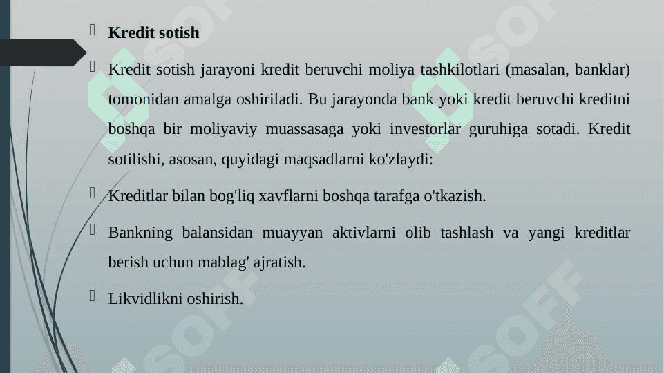 KREDIT SOTISH VA SEKYURITIZATSIYA JARAYONI 3