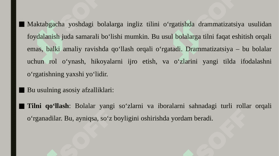 Maktabgacha yoshdagi bolalarning ingliz tilini o'rganishda drammatizatsiya usulidan foydalanish 3
