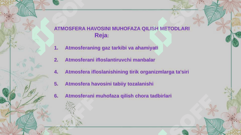ATMOSFERA HAVOSINI MUHOFAZA QILISH METODLARI 2