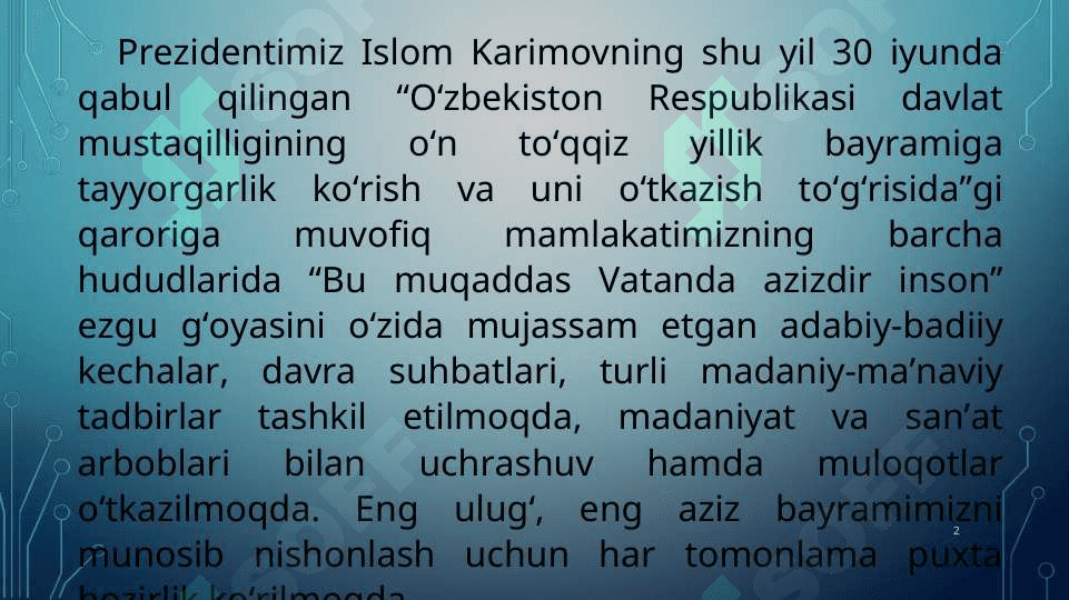 YURT TINCHLIGI 2