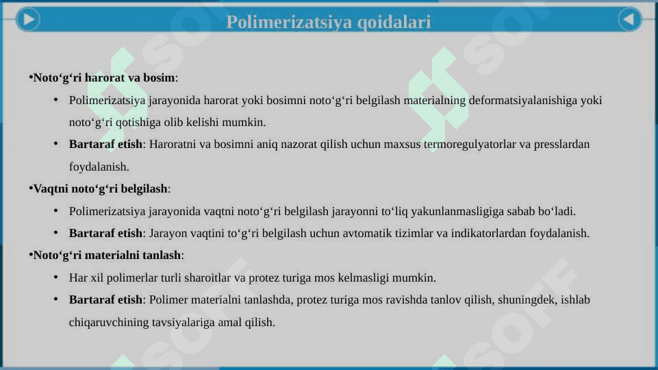 Polimerizatsiya qoidalari. Tayyor protezga yakuniy ishlov berish. - Полимеризатсия қоидалари. Тайёр протезга якуний ишлов бериш. 7