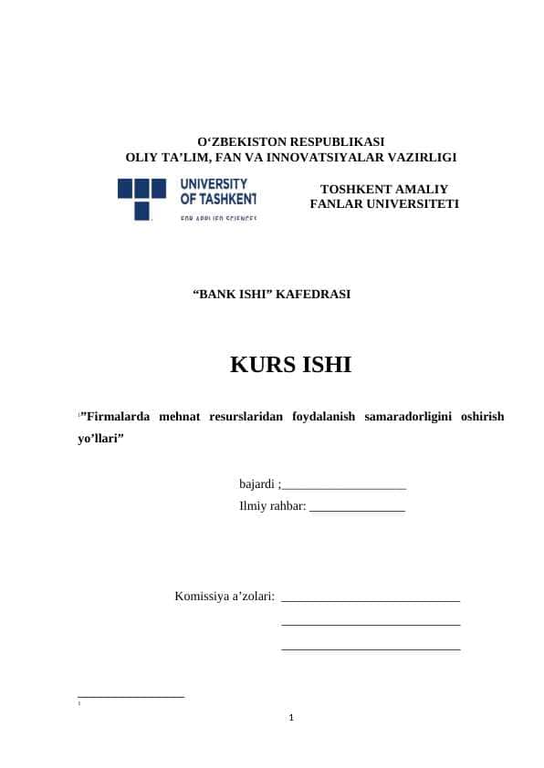 Firmalarda mehnat resurslaridan foydalanish samaradorligini oshirish yo’llari