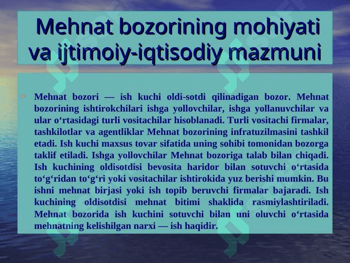 'zbekiston Respublikasida mehnat bozorining shakllanishi va ishsizlikni o'ziga xos xususiyatlari 3