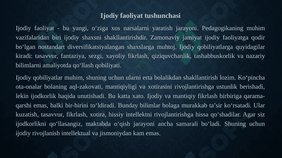 Ijodiy faoliyat tushunchasi va uning ahamiyati 4
