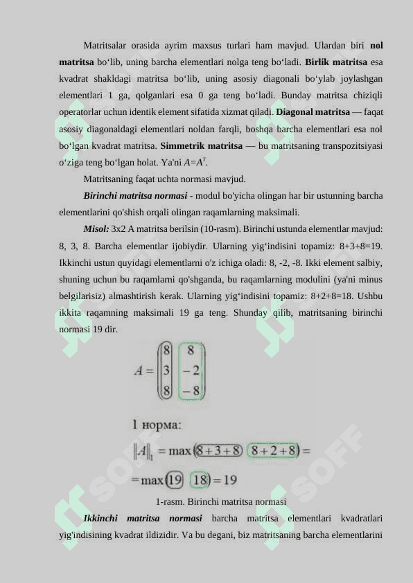 Matritsa normasi va uni aniqlash usullari 6