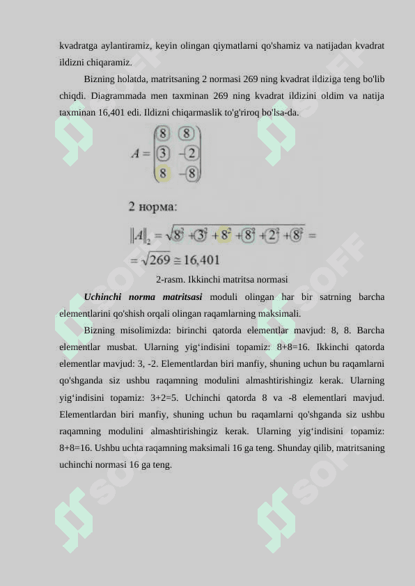 Matritsa normasi va uni aniqlash usullari 7