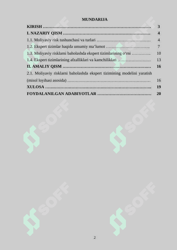 Moliyaviy risklarni baholash uchun ekspert tizimlaridan foydalanish 2