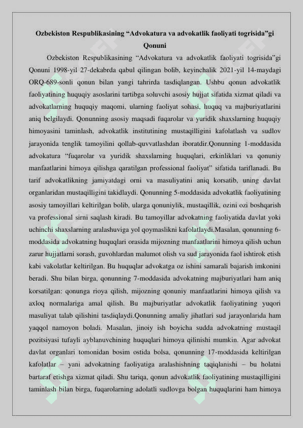 Advokatlar javobgarligining oziga xos xususiyatlari 3