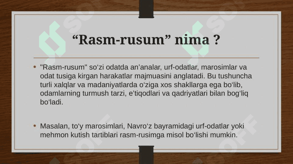 TURLI XALQLAR PANDNOMASIDA XALQCHIL RASM-RUSUMLAR, HULQ-ODOBGA OID UDUMLAR 8
