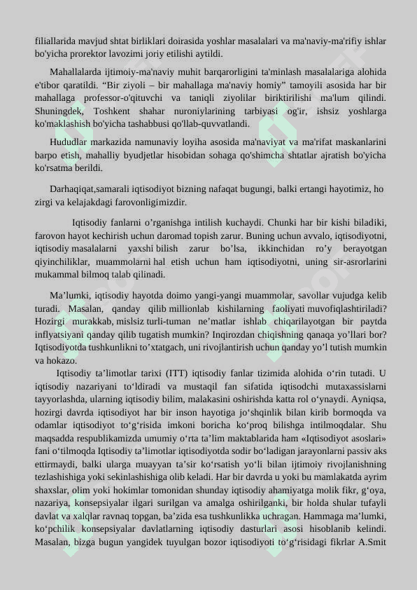 IQTISODIYOT FANINING JAMIYAT TARAQQIYOTIDAGI O’RNI 6
