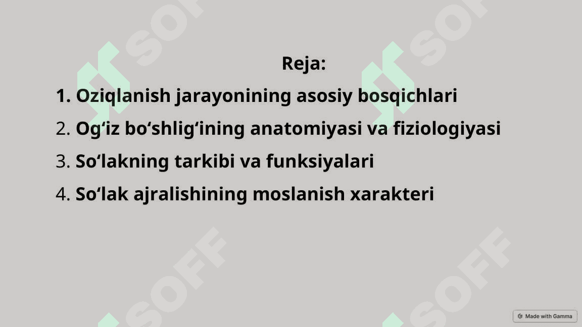 Oziqlanish funksional tizimida shakllanishida ogʻiz boʻshligining roli 2
