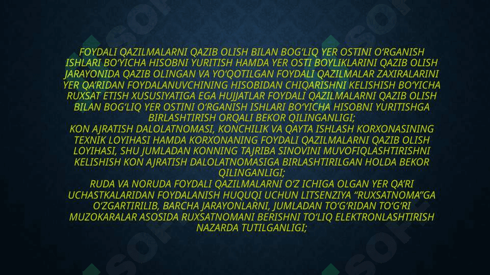Yer qaridan foydalanuvchilar uchun olinadigon soliqlar 4