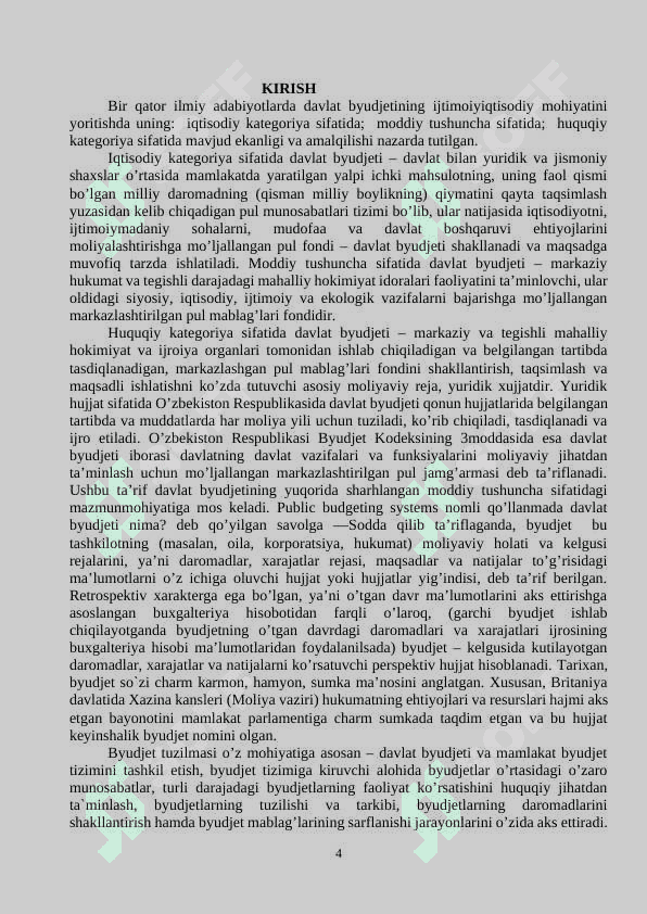 BYUDJET:  UNING SHAKLLANISHI VA   TAQSIMLANISHINING  IQTISODIYOTDAGI AHAMIYATI 4