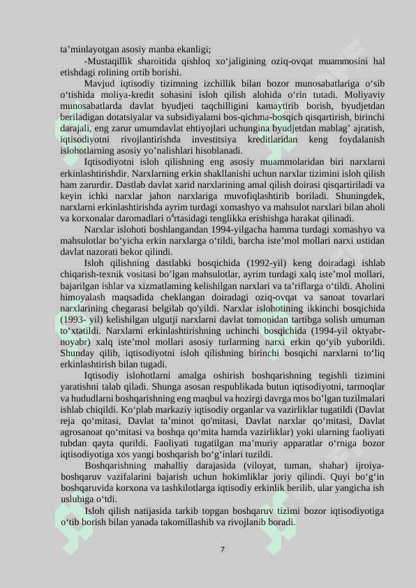Bozor islohotlari mohiyati va o'tish davrdagi o'ziga xos xususiyatlari 7