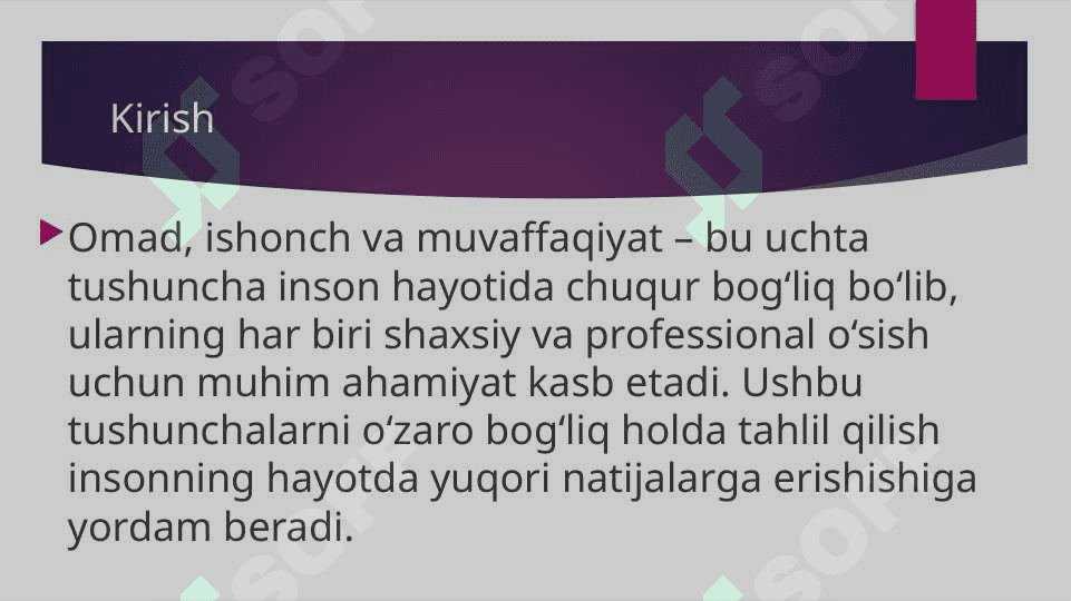 Omad ishonch va muvofiqiyat 2