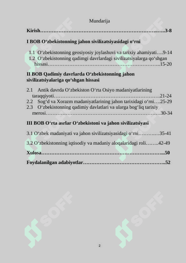 Oʻzbekiston jahon sivilizatsiyasining ajralmas qismi 2