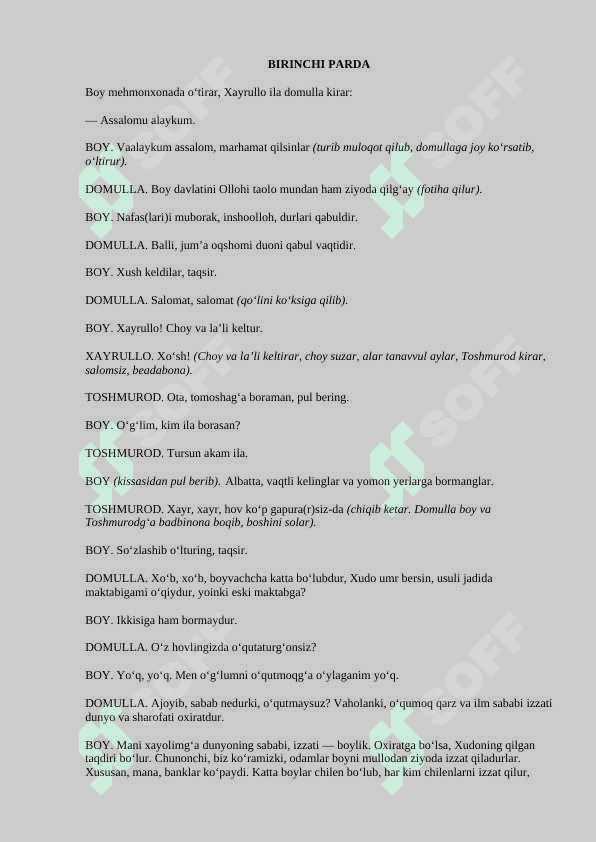 Mahmudxo'ja Behbudiy. Padarkush (drama) 2