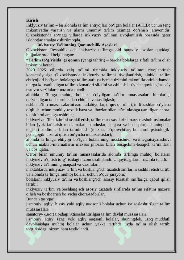 O’zbekistonda alohida taʼlim extiyojlari bo’lgan bolalar uchun inklyuziv taʼlim 3