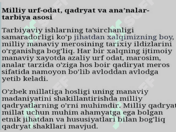 Tarbiyaning tarixiy va milliy asoslari tarbiyada urf-odatni tutgan òrni 2