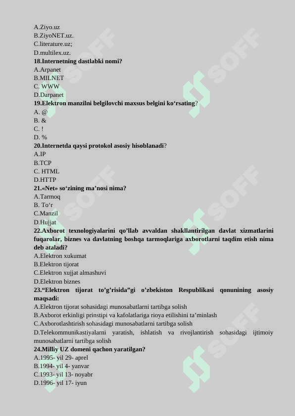 Raqamli tarix TEST 100 3