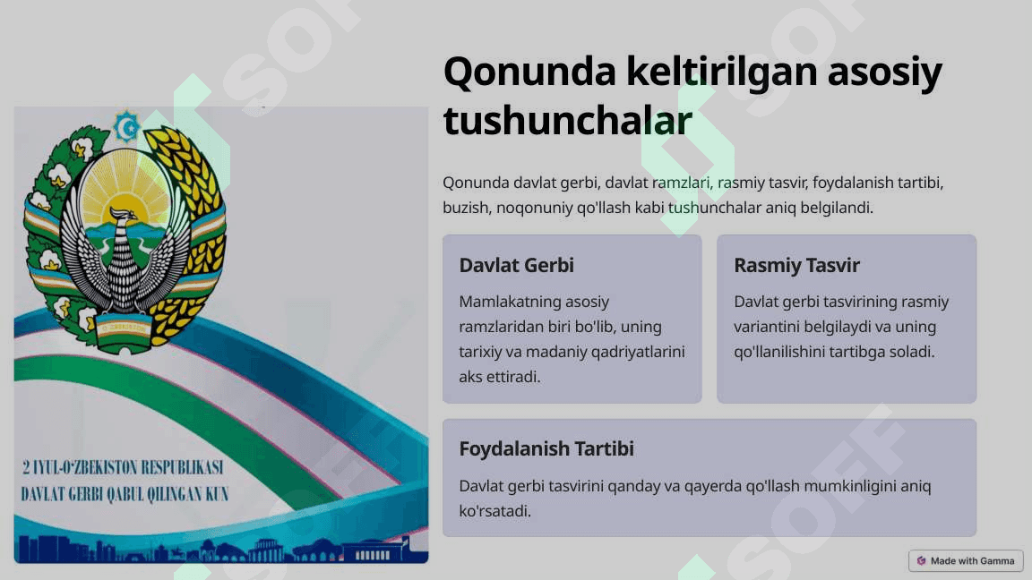"O'zbekiston Respublikasi Davlat gerbi to'g'risida"gi Qonuni 3