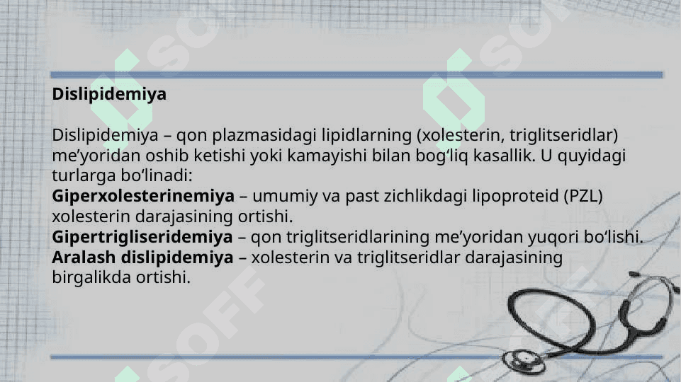 Lipidlar almashinuvining buzilishi bilan bogʻliq boʻlgan kasalliklar 3