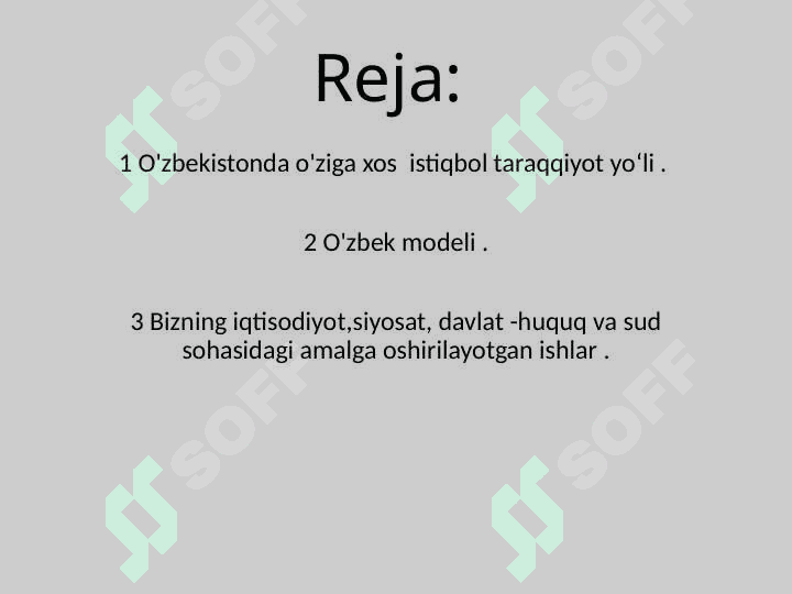 O'zbekistonda o'ziga xos  istiqbol taraqqiyot yoʻli . 2