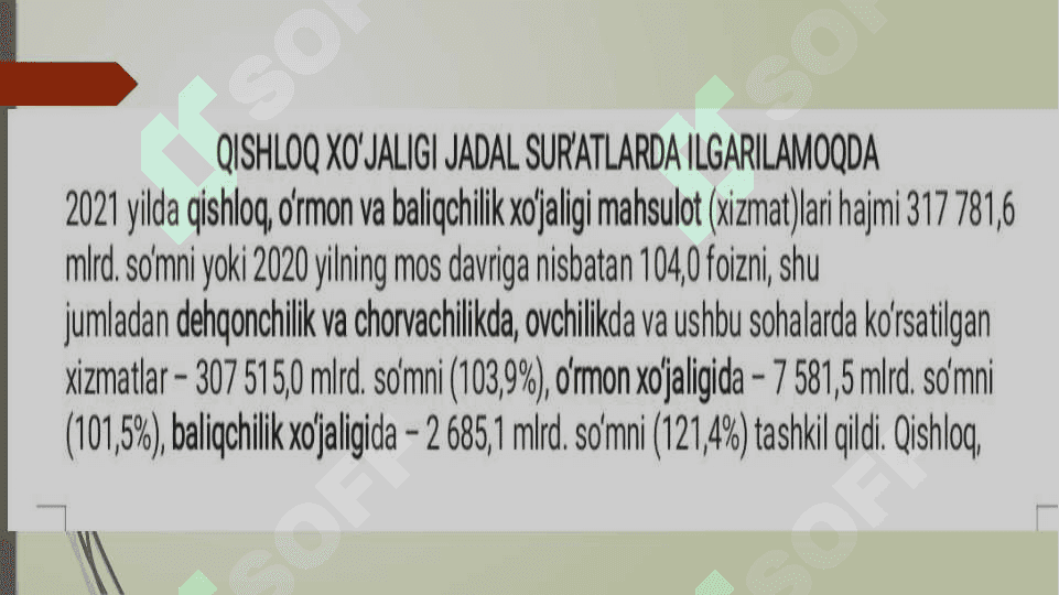 Qishloq xo’jaligi va sanoat sohasidagi o’zgarishlar. 3