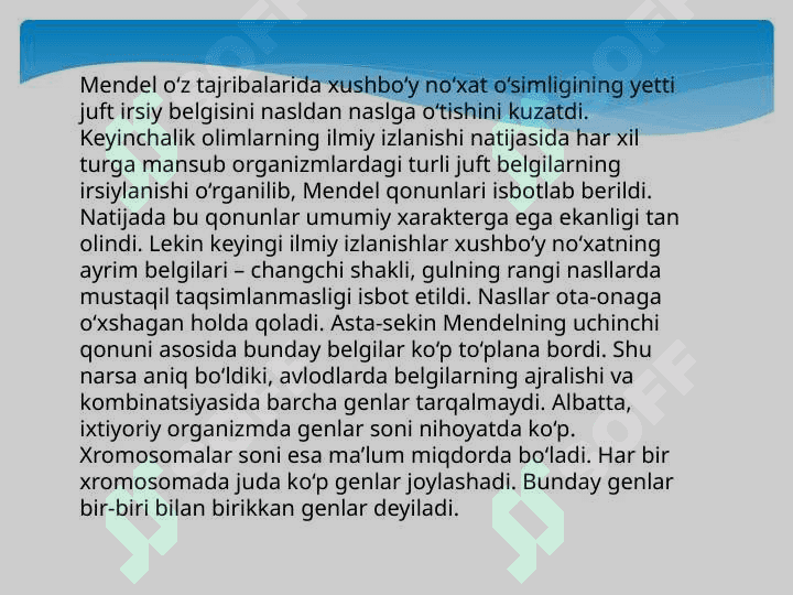 Genlarning birikkan holda irsiylanishi va Krossingover 2