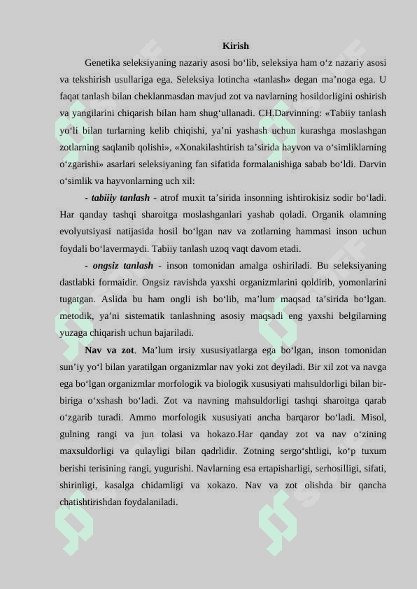 Seleksiyaning genetik asoslari 2