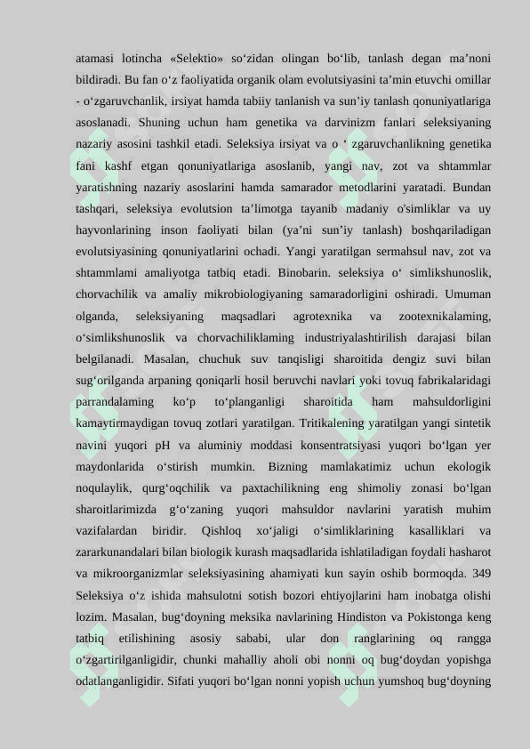 Seleksiyaning genetik asoslari 5