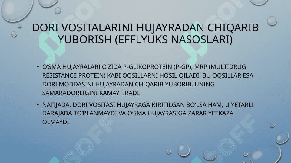 o’sma hujayralarining kimyoviy dori vositalariga multirezistenlik 7