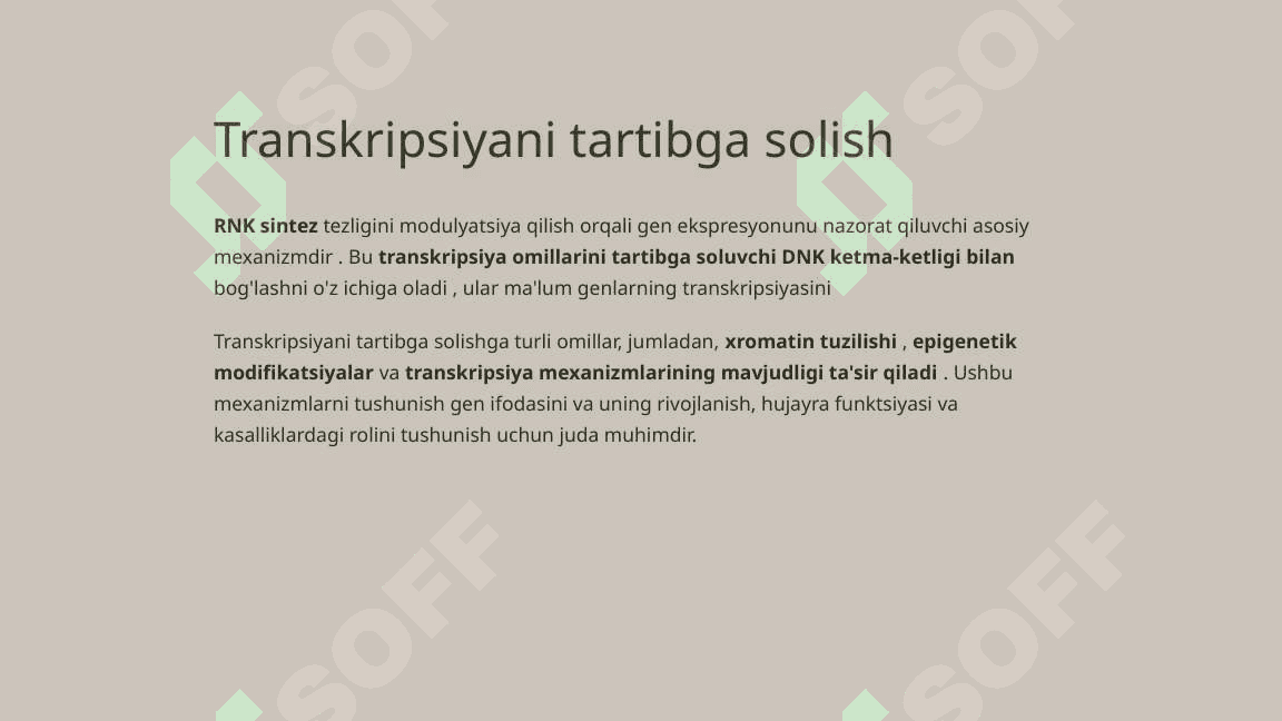 Gen faoliyatining  Boshqarilishi, Hujayra differensirofkasi 4